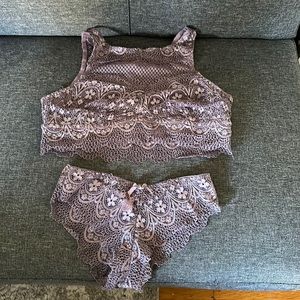 Lace bralette and panty set